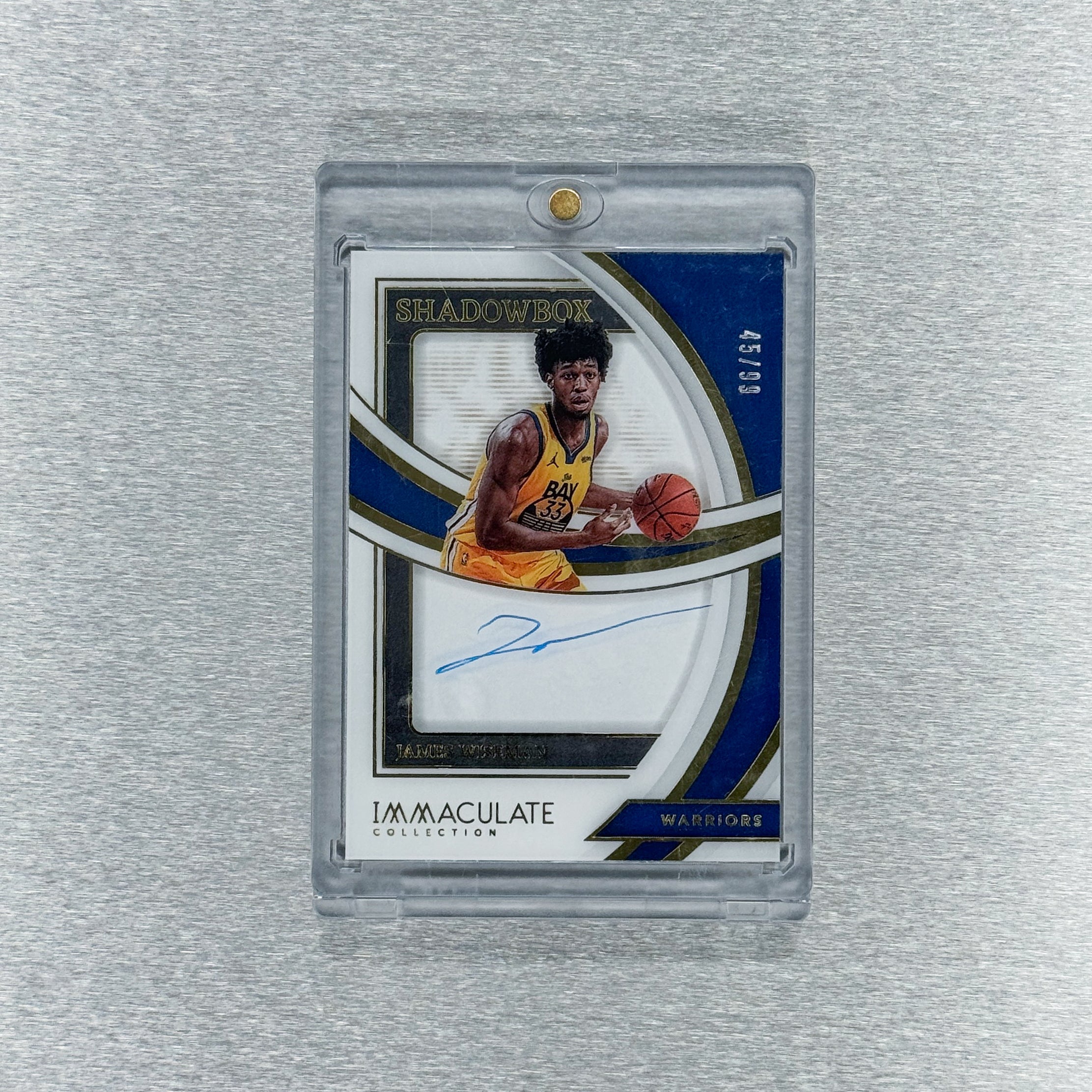 2021-22 Panini Immaculate Basketball - Golden State Warriors - James Wiseman 45/99 - Shadowbox Signatures